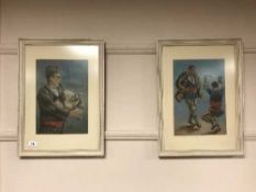 Continental school : figures dancing, watercolour with gouache, together with companion piece,