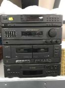 A Sony hi/fi and speakers and a Lexmark colour printer