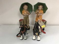 A tray of pair of chalk figures,