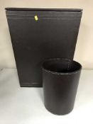 A leather s/l box and a leather waste paper bin