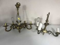 Two gilt metal light fittings