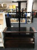 A three tier LCD TV stand and TV mounting bracket