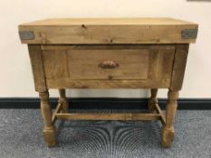 A reclaimed pine butcher's block