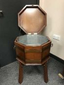 A Georgian style mahogany brass bound cellaret,