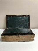 A Victorian rosewood and brass bound writing slope