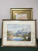 Two 20th century watercolours - coast and mountains (2)