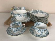 A tray of SB & S Lawrence gilt rimmed china tea service