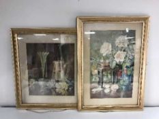 A pair of gilt framed watercolours - still lifes