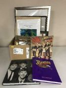 A box of Beatles books, framed pictures, Christopher Hollick print, watercolour - Venice,