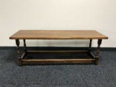 An oak low coffee table