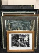 Seven framed signed prints initialled M.B.B.