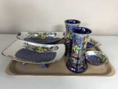 A tray of six pieces of Maling china