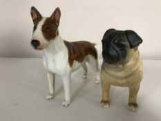 A Beswick figure of a pug, matt finish, a Beswick figure - American bulldog,