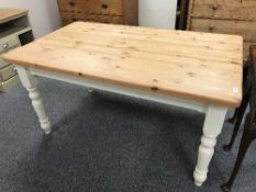 A reclaimed pine farmhouse kitchen table