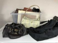 A box of assorted lady's leather hand bags,