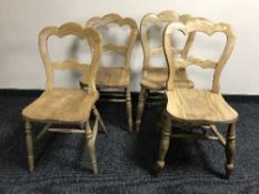 Four antique pine kitchen chairs