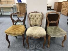 Three Victorian dining chairs