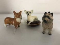 Three small Beswick figures - terrier,