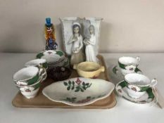 Eighteen pieces of Harrowby bone china, a Murano glass clown, Maling dish,