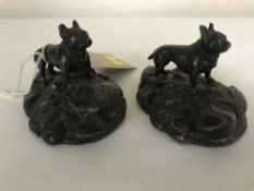A pair of miniature spelter figures - pugs