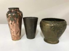 A small brass planter,