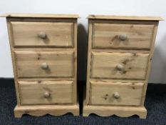 A pair of pine bedside chests