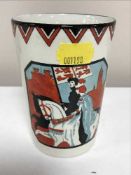 An early 20th century hand painted Maling beaker, The Historical Pageant of Newcastle and the North,