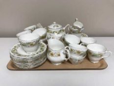 A tray of thirty nine pieces of Duchess Greensleaves tea china