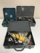 Four cases of Makita cordless drill driver, Dewalt angle driver,