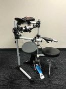 A Yamaha DTXPLORER drum kit with a drum trigger module