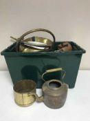 A box of brass and copper ware inc.
