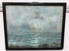 John Falconer Slater (1857 - 1937) : Impressionistic seascape, oil on board, 29 cm x 23 cm, signed,
