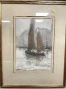 Victor Noble Rainbird (1889 - 1936) : Study of a fishing boat at North Shields, watercolour,