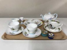 A tray of nine pieces of Shelley Wild Flowers tea china, Coalport cup and saucer,
