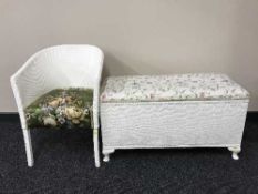 A loom basket chair and blanket box