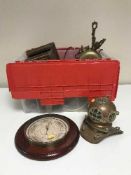 A box of brass and copper ware inc.