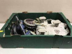 A box of two contemporary one armed bandits - Star Wars and assorted Star Wars vehicles