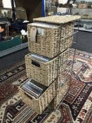 A metal wicker miniature chest of CDs