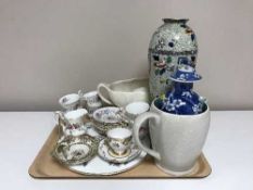 A tray of six Paragon Chatelaine cups and saucers, Shelley gilt cup and saucer, Noritake ash tray,