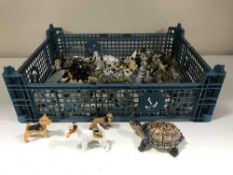 A basket of Wade whimsies and china animals