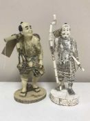Two carved oriental figures - warrior and one other