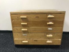 A five drawer plan chest