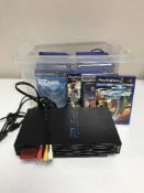 A box of PS2 console with games