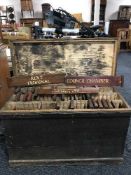 A late 19th century sign maker's chest and contents