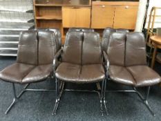 A set of six mid 20th century tubular metal chairs