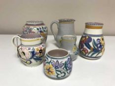 Six pieces of Poole pottery inc.