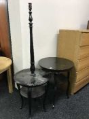A circular lamp table and an occasional table