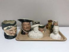 A tray of assorted character jugs inc.