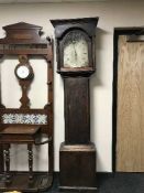 A 19th century oak long case clock with painted dial