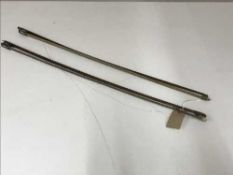 Two early twentieth century violin bows, length 69.5 cm.